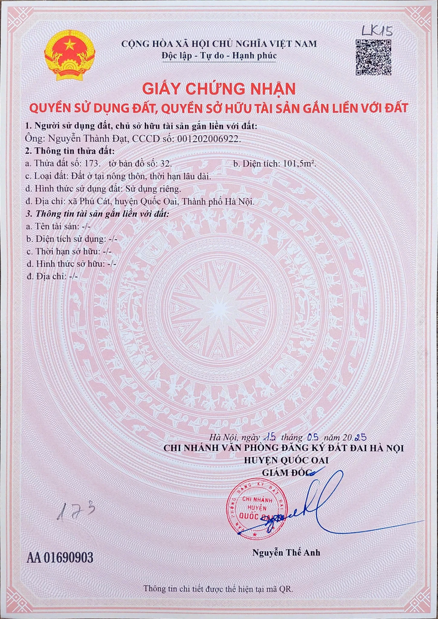 Đất nền Láng Hòa Lạc giá 2.9 tỷ diện tích 100m2 pháp lý rõ ràng – Nguyễn Hùng BĐS - 0989333012
