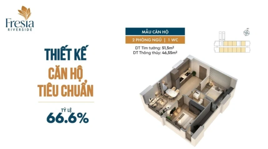 Bán Căn hộ chung cư Fresia Riverside, 1,79 tỷ, 52m2 đẹp, nhiều tiện ích tại Biên Hòa, Đồng Nai