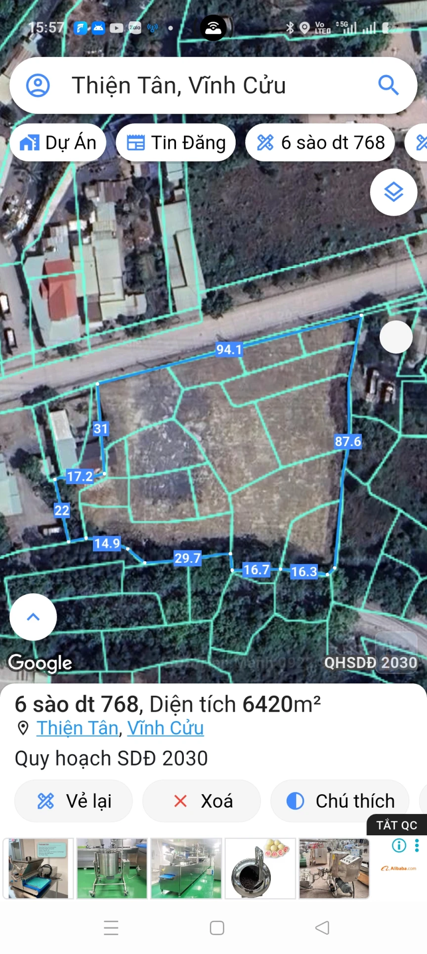 Bán 6500m mặt tiền DT 768 gần ngã 3 Phát Triển, Thiện Tân
