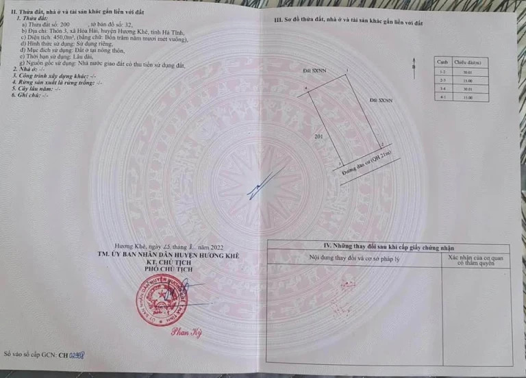 Chính chủ cần Bán lô đất Thôn 3, xã Hoà Hải, Hương Khê, Hà Tĩnh