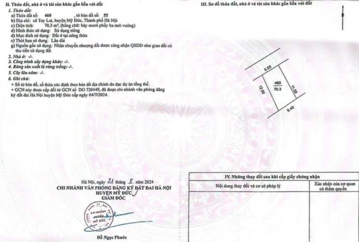 Bán đất tại Xã Tuy Lai, Mỹ Đức, Hà Nội, 1,35 tỷ, 70,3 m2, giá siêu hời chỉ với