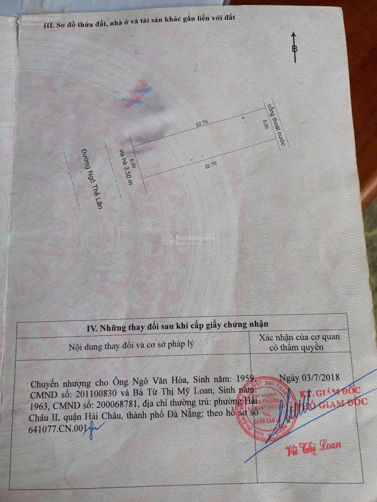 Bán đất tặng dãy trọ đường Ngô Thế Lân, Hòa An, Cẩm Lệ, Đà Nẵng LH 0935025027 chính chủ