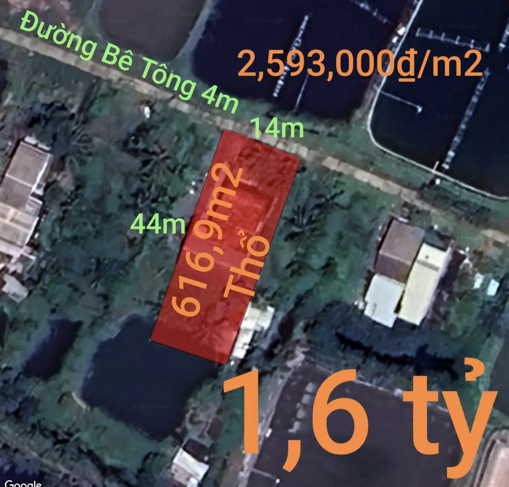 Bán gấp lô đất Thổ có nhà xã Vàm Cỏ giá 1,6 tỷ