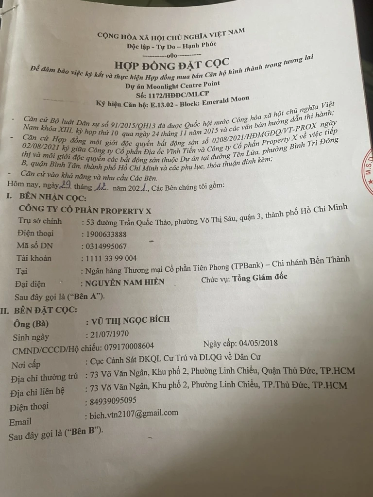 CHÍNH CHỦ BÁN CĂN HỘ 1 PN+1, 35.98M2, DỰ ÁN MOONLIGHT CENTRE POINT, QUẬN BÌNH TÂN, HCM