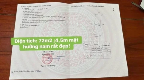 Duy Nhất 01 Lô Hướng Nam Rẻ Đẹp Hiếm Có Phố Tô Vĩnh Diện, Thanh Châu, Phủ Lý