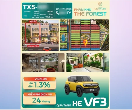 ⭐️Cần bán gấp xẻ khe liền kề 90m2 hàng hiếm giá tốt tại Vinhomes Green City The Forest. 0368061889