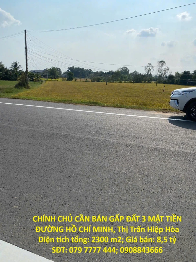 CHÍNH CHỦ CẦN BÁN GẤP ĐẤT 3 MẶT TIỀN ĐƯỜNG HỒ CHÍ MINH, Thị Trấn Hiệp Hòa