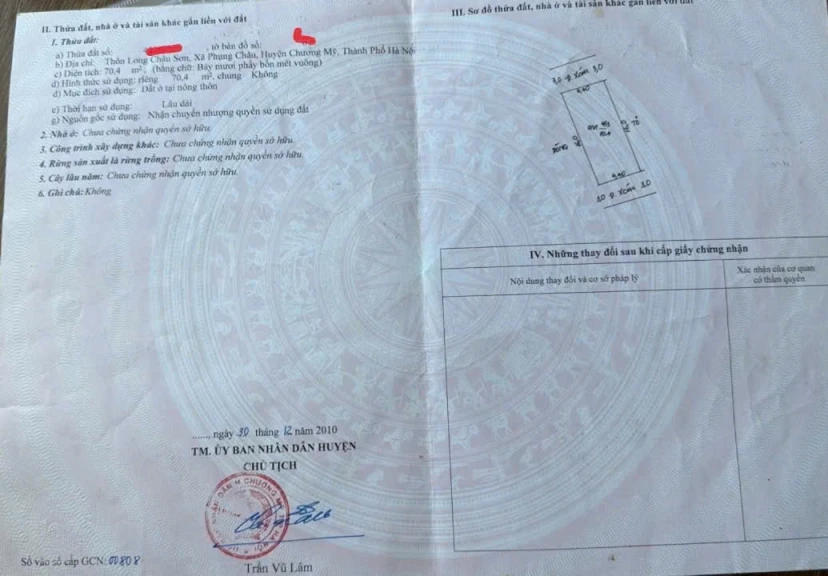 Cần bán lô đất đẹp tại thôn Long Sơn, Phụng Châu, Chương Mỹ, HN; 0984299511