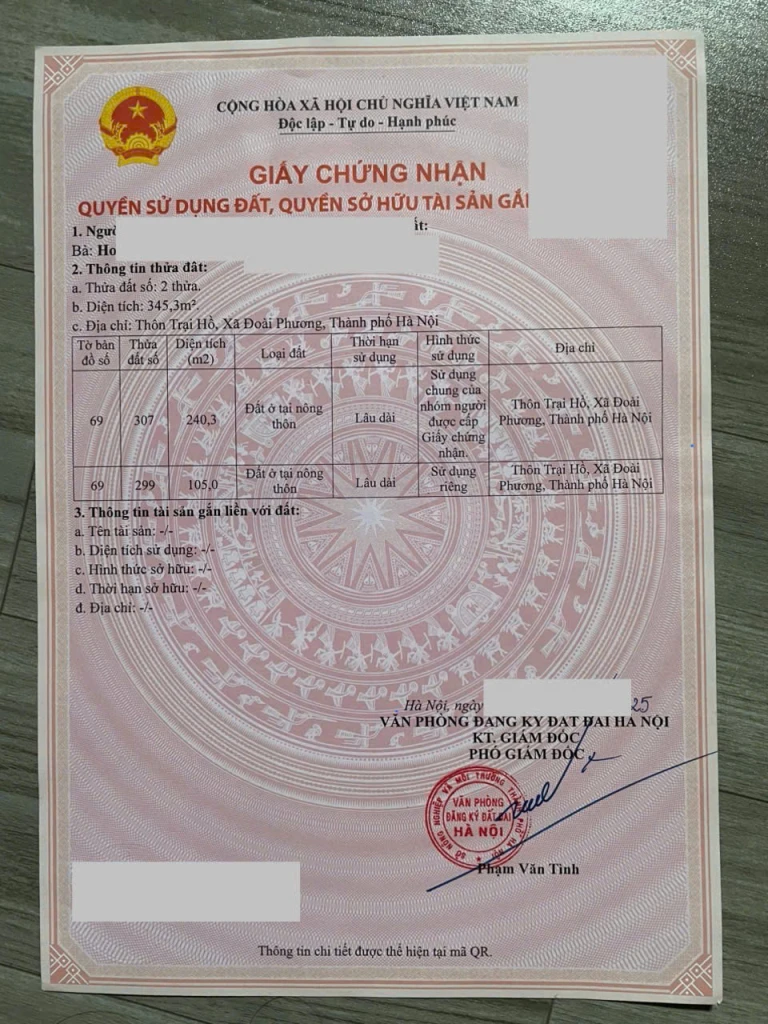 CHÍNH CHỦ CẦN BÁN ĐẤT THÔN TRẠI HỒ – XÃ ĐOÀI PHƯƠNG, HÀ NỘI