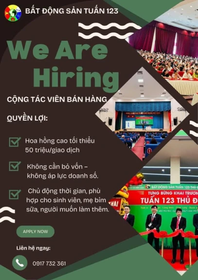   CỘNG TÁC VIÊN BẤT ĐỘNG SẢN – KHÔNG ÁP LỰC, HOA HỒNG HẤP DẪN