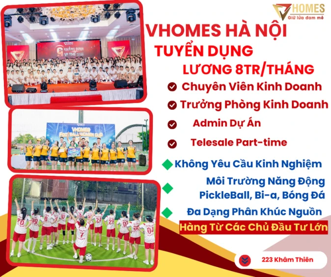  [𝐕𝐇𝐎𝐌𝐄𝐒 | TUYỂN DỤNG NHÂN VIÊN KINH DOANH BẤT ĐỘNG SẢN LƯƠNG CỨNG 8TR/THÁNG