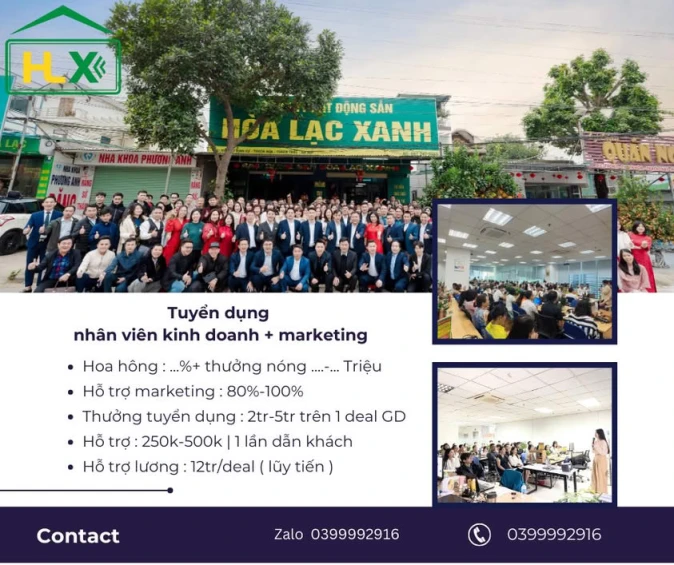 TUYỂN DỤNG NHÂN VIÊN KINH DOANG BĐS HÒA LẠC – CƠ HỘI THU NHẬP HẤP DẪN