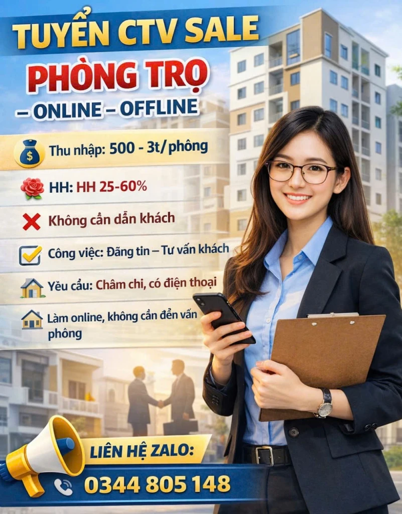 TÌM CTV TƯ VẤN CHO THUÊ PHÒNG TRỌ