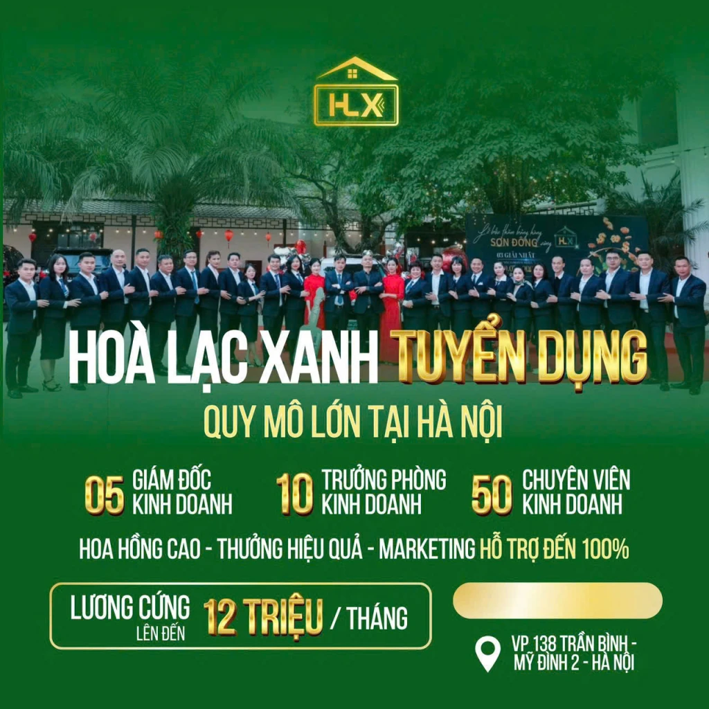 HOÀ LẠC XANH – TUYỂN SALES BẤT ĐỘNG SẢN