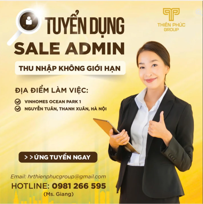 Bên mình tuyển gấp 02 Sale Admin