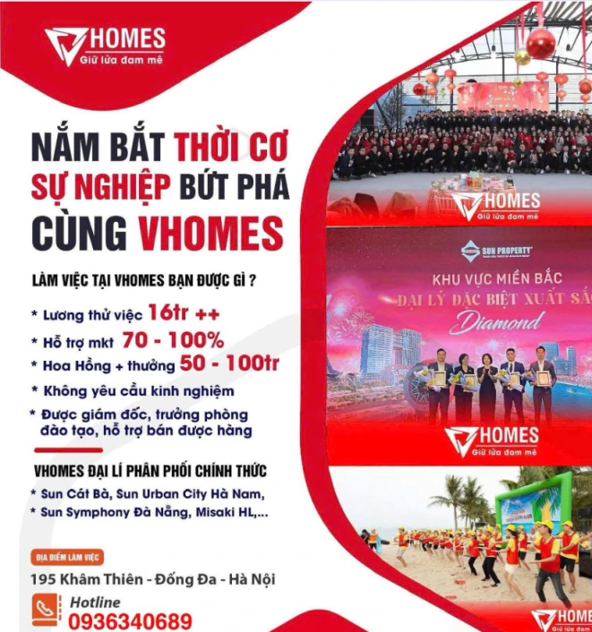 VHOMES Hà Nội tìm kiếm những "chiến binh" Sale bất động sản tài năng và nhiệt huyết để cùng chiến đấu, quét sạch bảng hàng các dự án HOT 💥💥