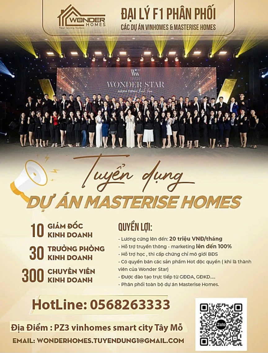 BẤT ĐỘNG SẢN WONDERHOMES TUYỂN DỤNG