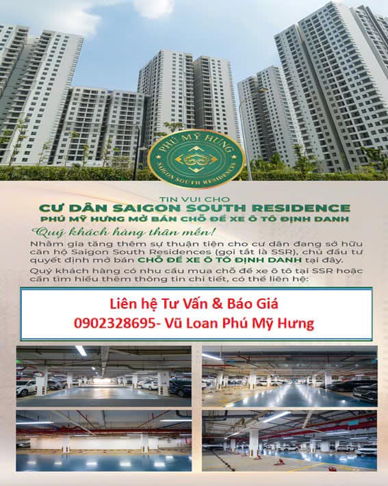 Bán ô đậu xe dự án Saigon South Residence Phú Mỹ Hưng. Mua trực tiếp chủ đầu tư- Sở hữu lâu dài