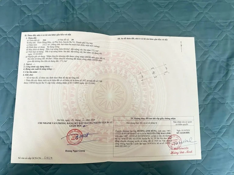 Chính chủ bán lô đất 232,1m² tại xã Phú Sơn, Ba Vì, Hà Nội