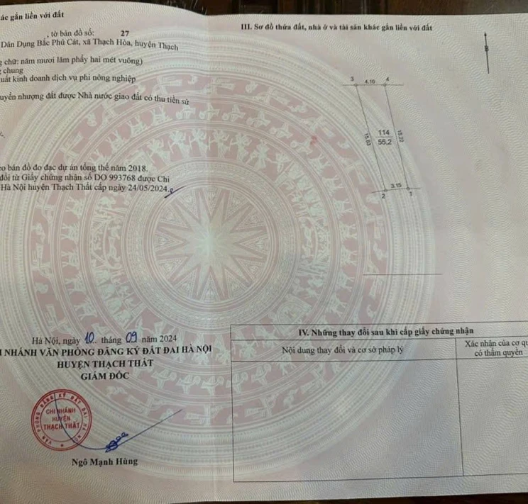 CHỈ HƠN 4 TỶ CÓ NGAY SỔ ĐỎ LÔ ĐẤT DT 55M2 TẠI KHU TĐC BẮC PHÚ CÁT, ĐỐI DIỆN TRƯỜNG NẦM NON