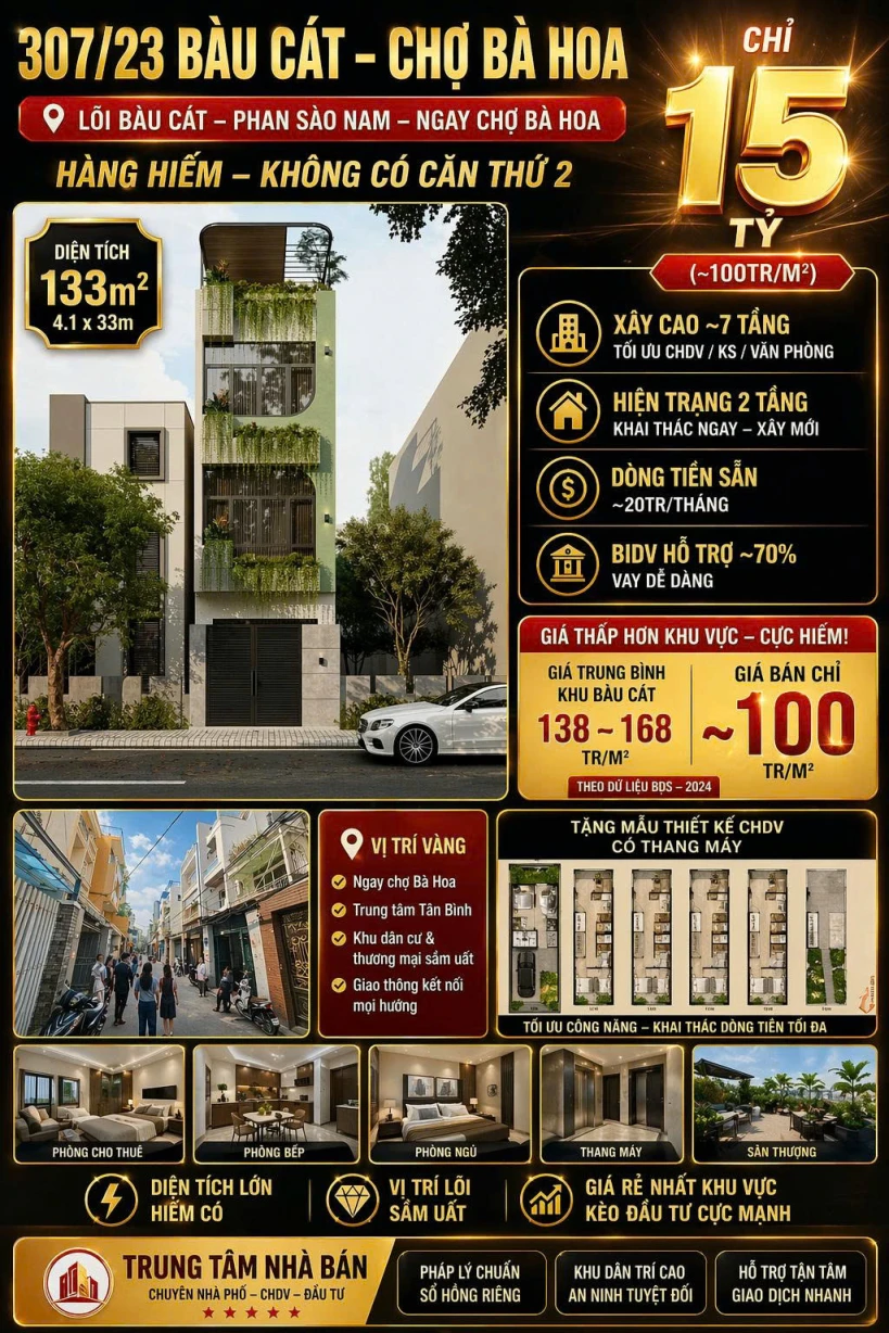 Nhà Mặt Phố khu 307 Cát Tân Bình 133m2 - Sổ Hồng - 15 Tỷ - LH: 0898333313