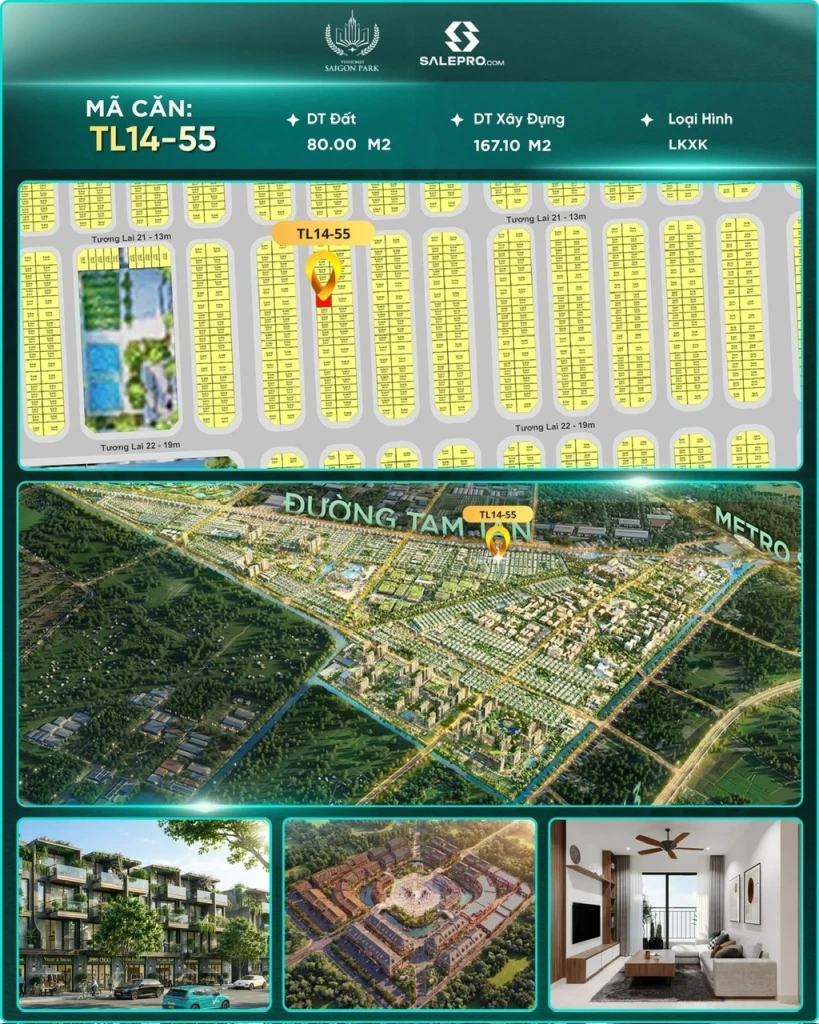 Kính gửi Anh/Chị thông tin căn:🔹 Mã căn: TL14-55 NHÀ PHỐ VINHOMES HÓC MÔN