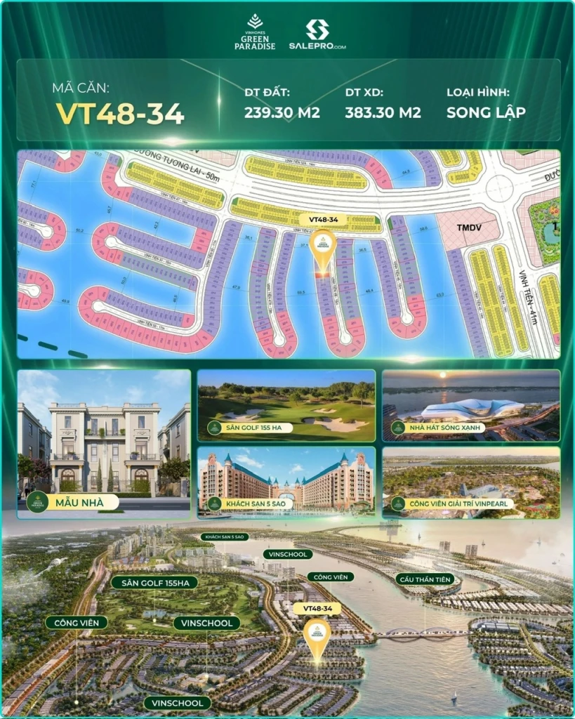 Kính gửi Anh/Chị thông tin căn: 🔹 Mã căn: VT48-34 Khu Vịnh Tiên Cần Giờ