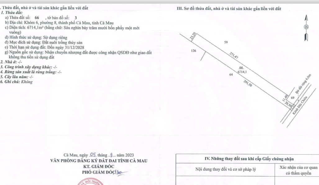 Bán gần 7 công vuông Phường 8 - Cà Mau  + Bán đất công gần Cầu Tạ Uyên bắt qua Phường 8, Tp. Cà Mau
