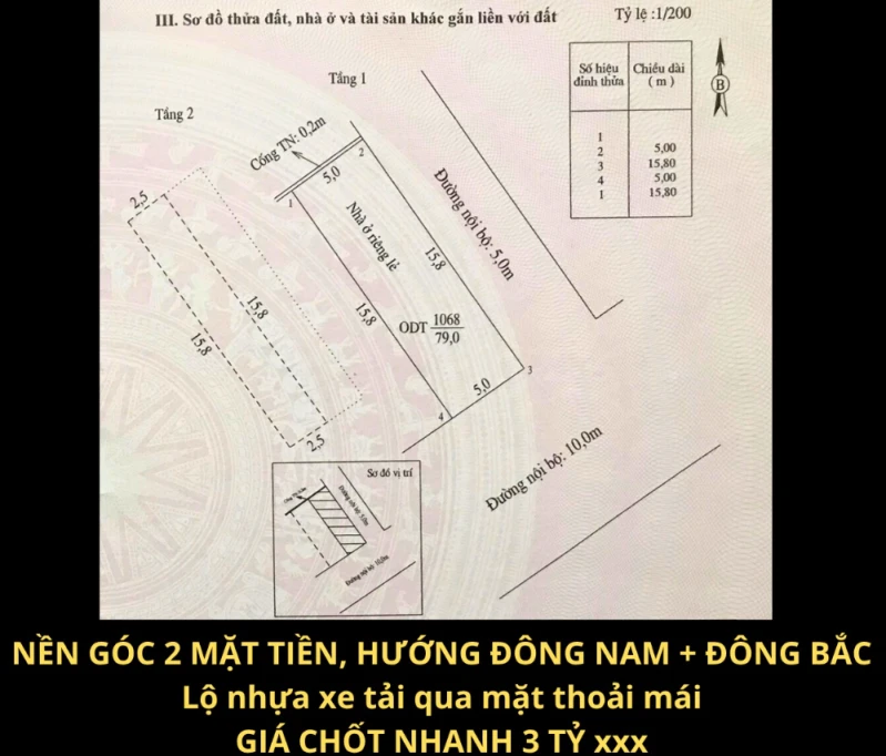Bán gấp Nền góc trục chính hẻm 234 Hoàng Quốc Việt