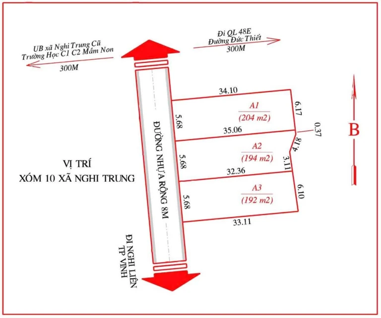 Mở bán 3 lô fo - Bám đường nhựa 8m tại Nghi Trung.