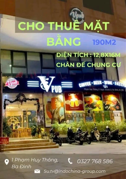 Cho thuê mặt bằng chân đế chung cư văn phòng 30 tầng tại vị trí đắc địa, đối diện Hồ Ngọc Khánh.