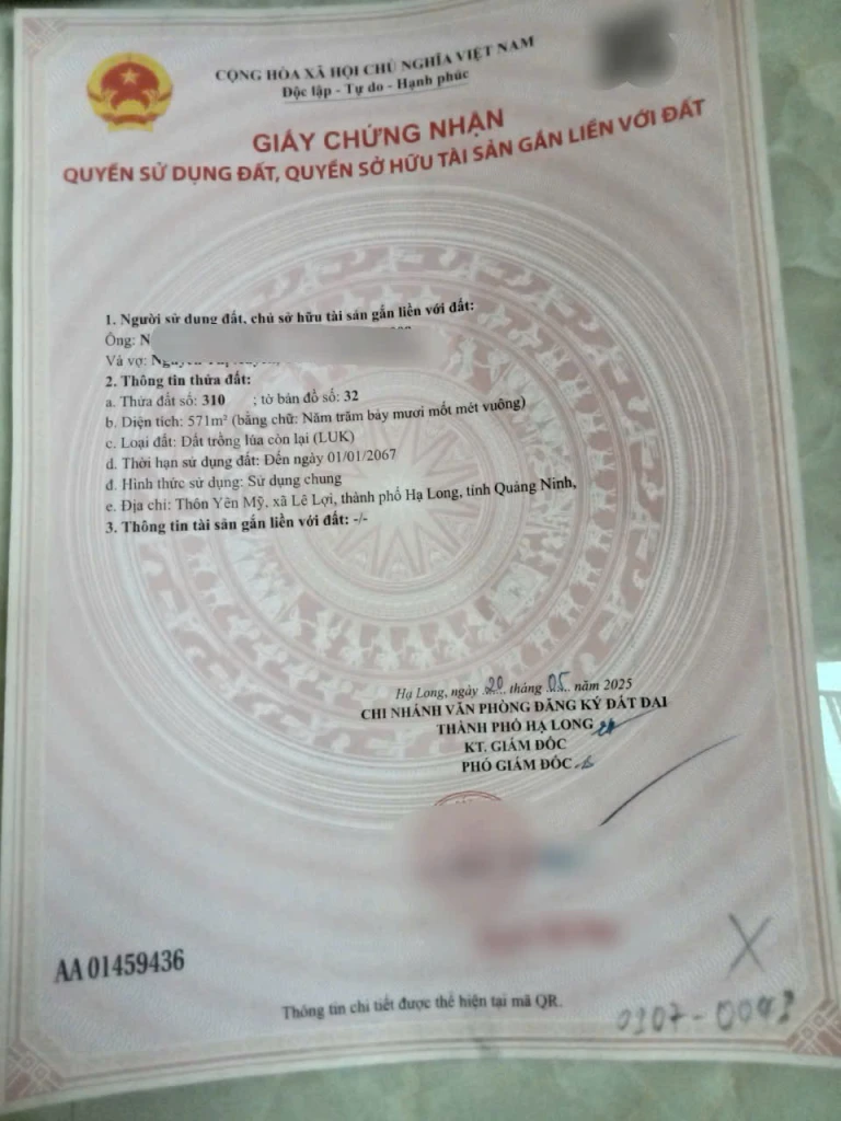 CHÍNH CHỦ CẦN BÁN LÔ ĐẤT XÃ LÊ LỢI, TP HẠ LONG, QN