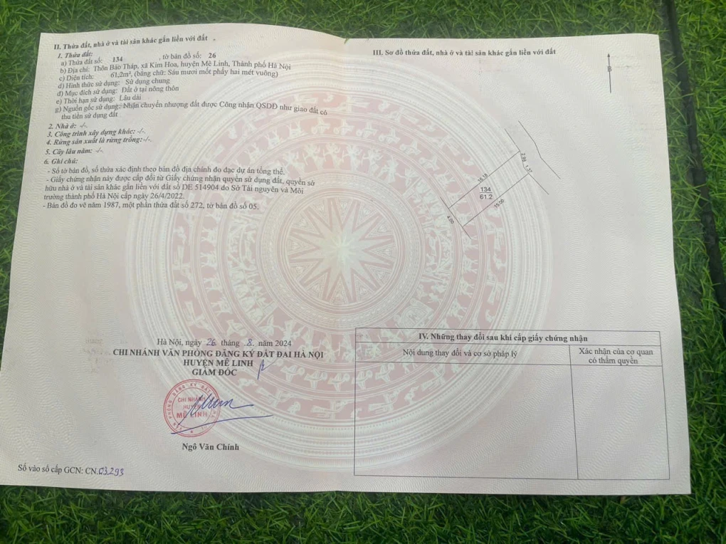 61,2m2 đất gần kcn Quang Minh