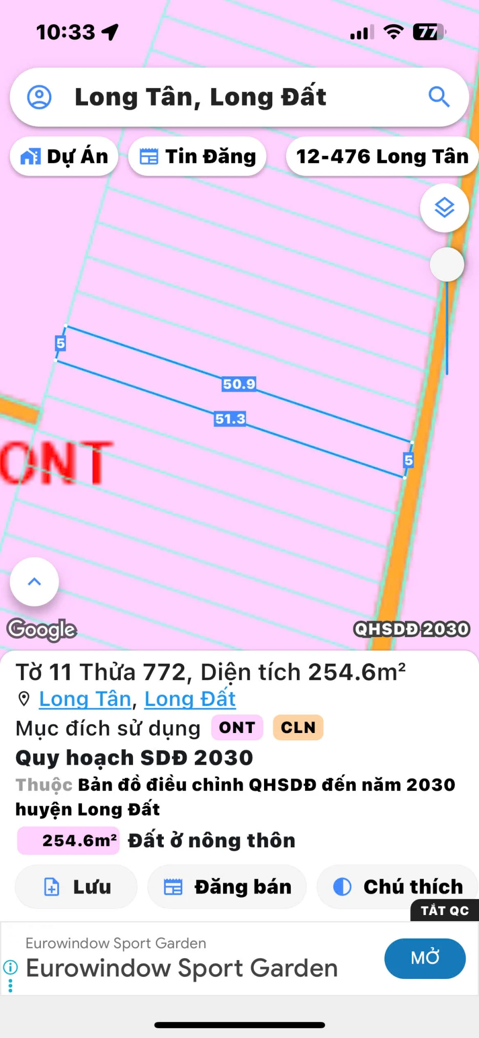 Nhanh tay vẹo lựa mặt tiền đường nhựa long Tân (🍀giá chỉ hơn 500tr)