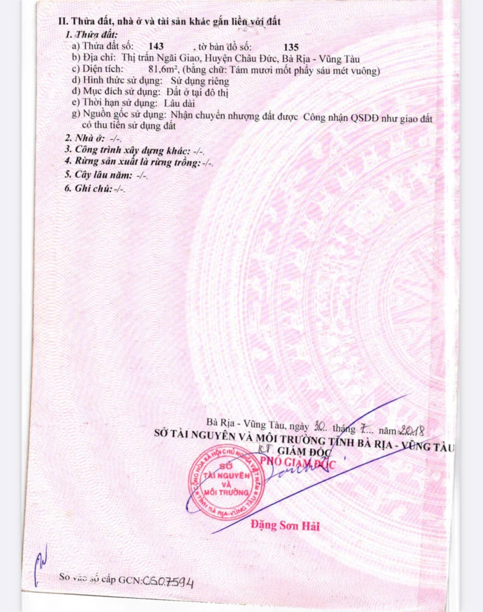 Chủ cần bán lô đất tái định cư Lê Lai, ngãi giao tphcm. Sát bên trung tâm thương mại ngãi giao.