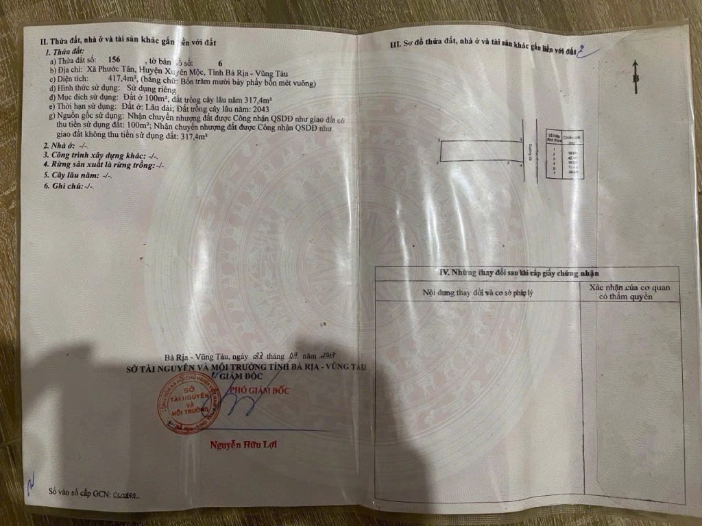 3 sào xã ngãi giao TP HCM có 67m mặt tiền đường nhựa