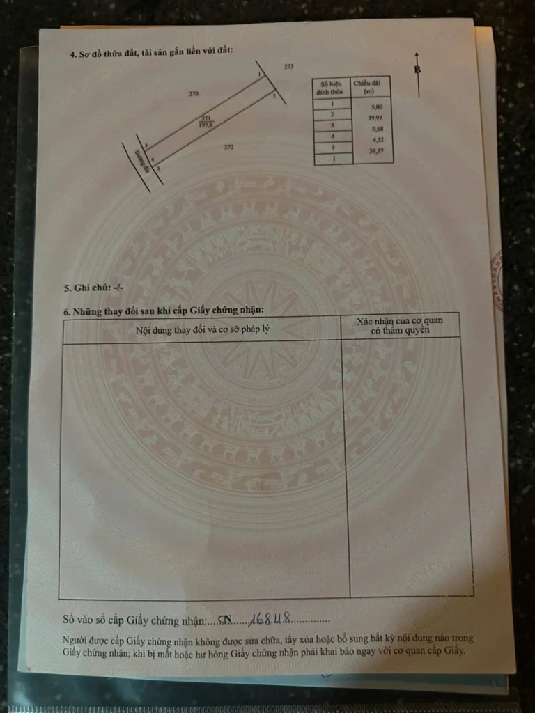 chủ bán lô đất tại xã Bình Gia tp Hô Chi Minh Dien tích 197m2 có 80 thô cu đường rộng 8m gia 500 triệu