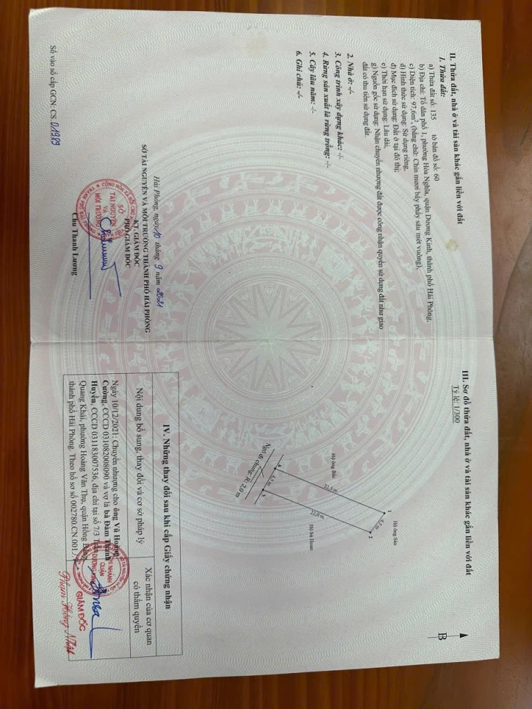 2.1 tỷ 97.6m2 Gần Vinhomes Dương Kinh Zalo 0567222555