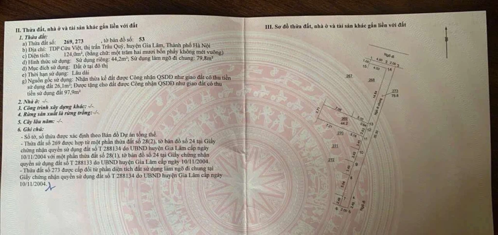 BÁN ĐẤT CỬU VIỆT – TRÂU QUỲ – GIA LÂM  GIÁ 6.1 TỶ - LH 0985865658