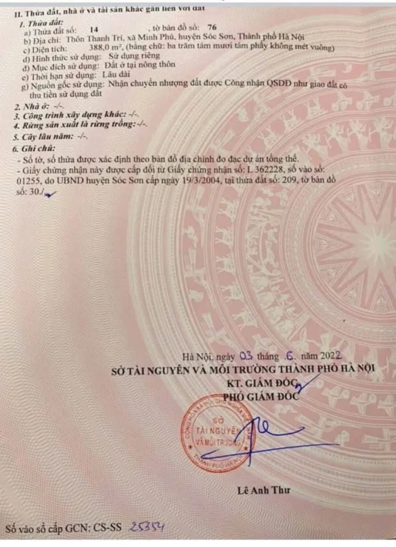 CHÍNH CHỦ CẦN BÁN 388M² FULL THỔ CƯ – GIÁ SIÊU TỐT