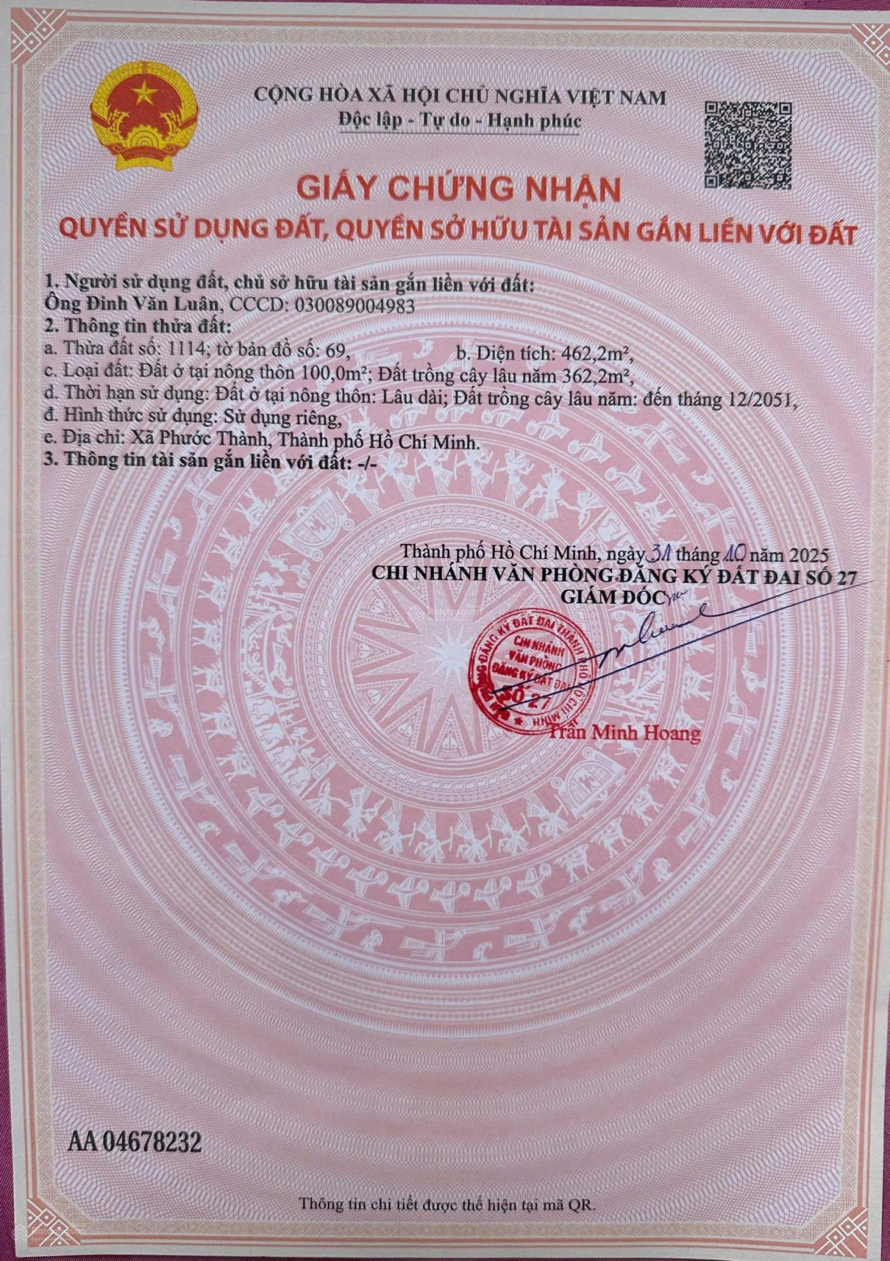 Bán đất mặt tiền DH507 gần chợ An Thái, Phú Giáo, Bình Dương, giá chỉ 2,3 tỷ 462m2