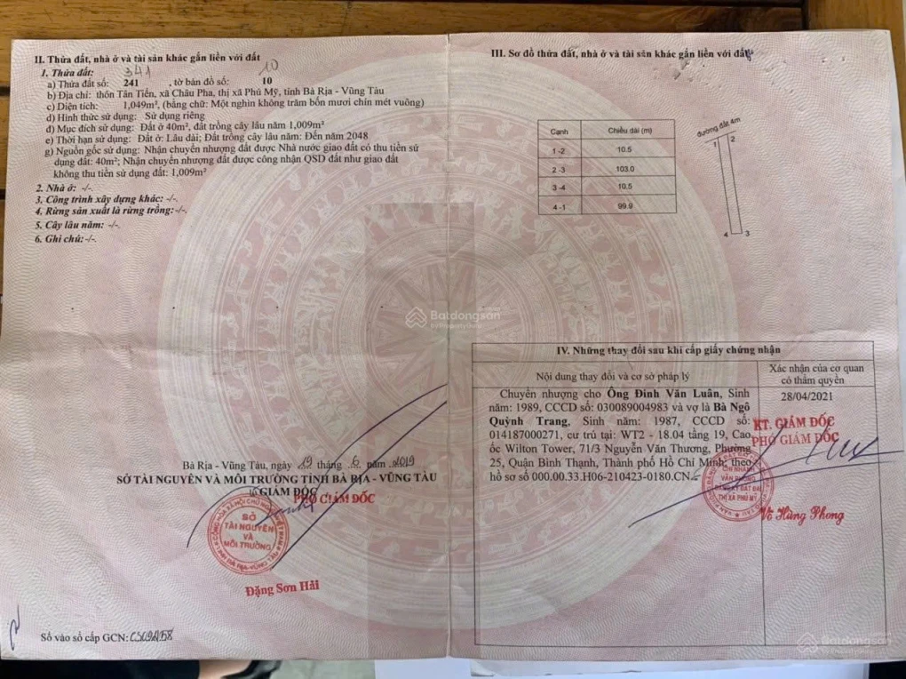 Bán lô đất 2 mặt tiền trước sau, gần hồ Châu Pha phù hợp làm nhà trọ cho thuê. Giá 2,9 triệu/m²