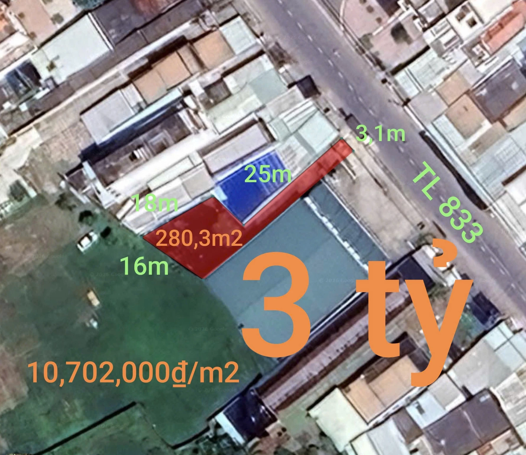 Bán lô đất thổ kế bên siêu thị San Hà Lạc Tấn giá 3 tỷ