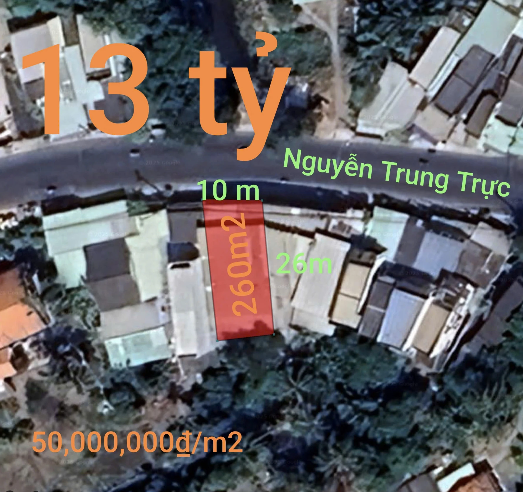 Bán đất thổ cư mặt tiền Nguyễn Trung Trực giá 13 tỷ