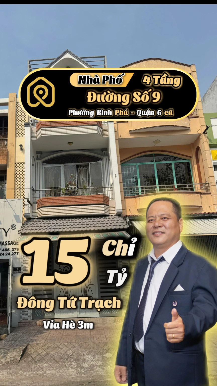 💎 NHÀ 4 TẦNG – MẶT TIỀN ĐƯỜNG SỐ 9 – BÌNH PHÚ QUẬN 6 - TÌM NHÀ PHỐ