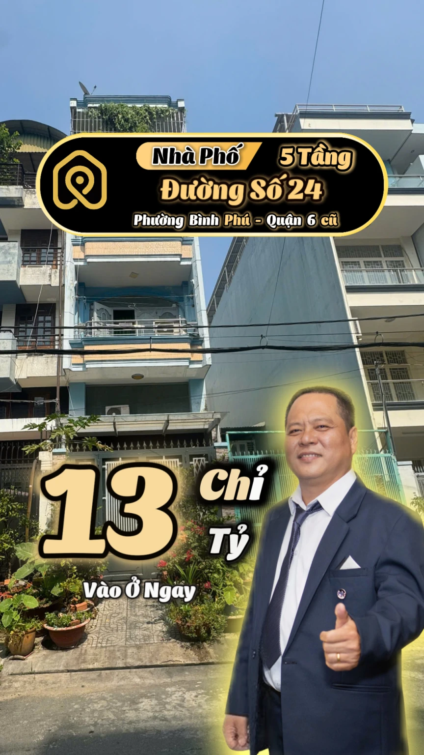 💎 NHÀ 5 TẦNG – MẶT TIỀN ĐƯỜNG SỐ 24 – BÌNH PHÚ QUẬN 6 - CHỈ 13 TỶ - TÌM NHÀ PHỐ