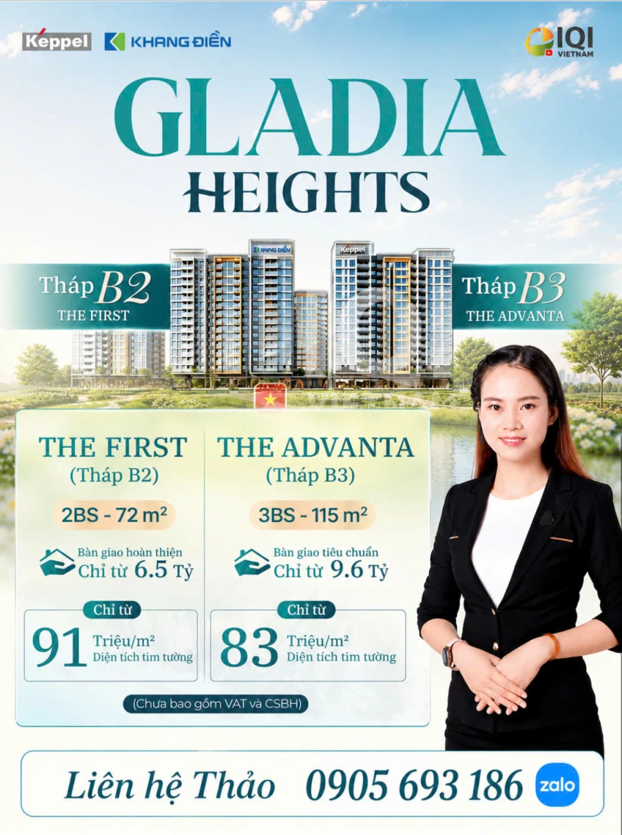CHỈ TỪ 83 TRIỆU/M² – SỞ HỮU CĂN HỘ CAO CẤP GLADIA HEIGHTS