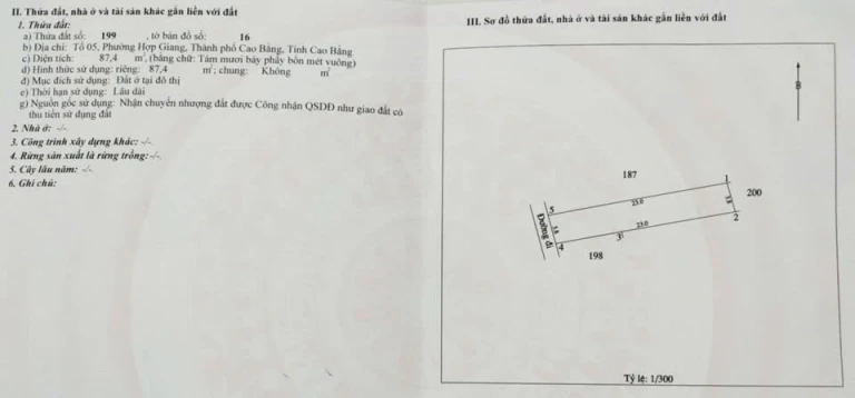 CHÍNH CHỦ CẦN BÁN NHÀ ĐẤT 87M2 TẠI TỔ 2, PHƯỜNG HỢP GIANG, TỈNH CAO BẰNG – VỊ TRÍ TRUNG TÂM, GẦN PHỐ ĐI BỘ