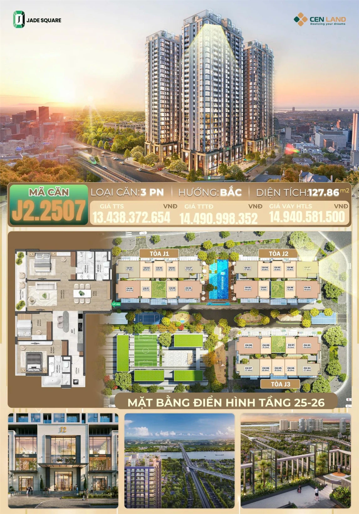SIÊU PHẨM NHANH CÒN CHẬM HẾT - J2.2507 – 3PN cao cấp  Jade Square – Tây Hồ Tây