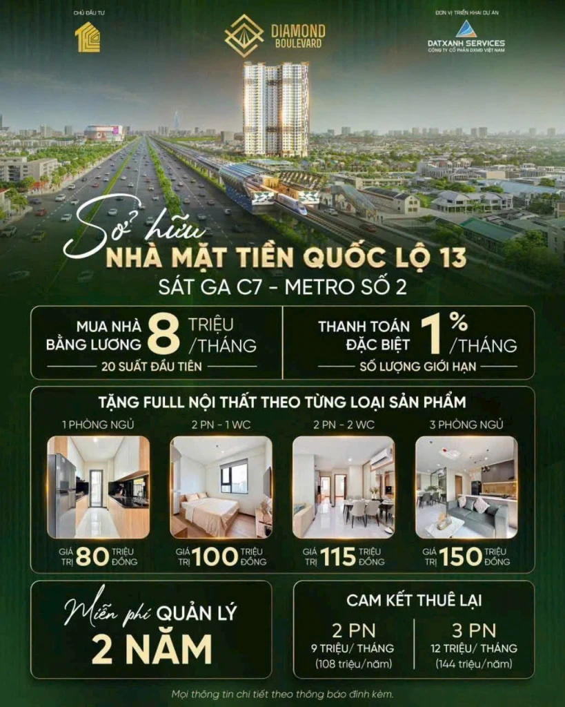 BÁN CĂN HỘ 2PN MẶT TIỀN QUỐC LỘ 13 CHỈ TỪ 2,4 TỶ THANH TOÁN 20% NHẬN NHÀ